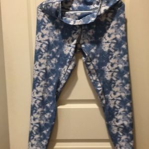 Yunoga women tie dyed leggings Pants yoga fitness activewear size XL blue white